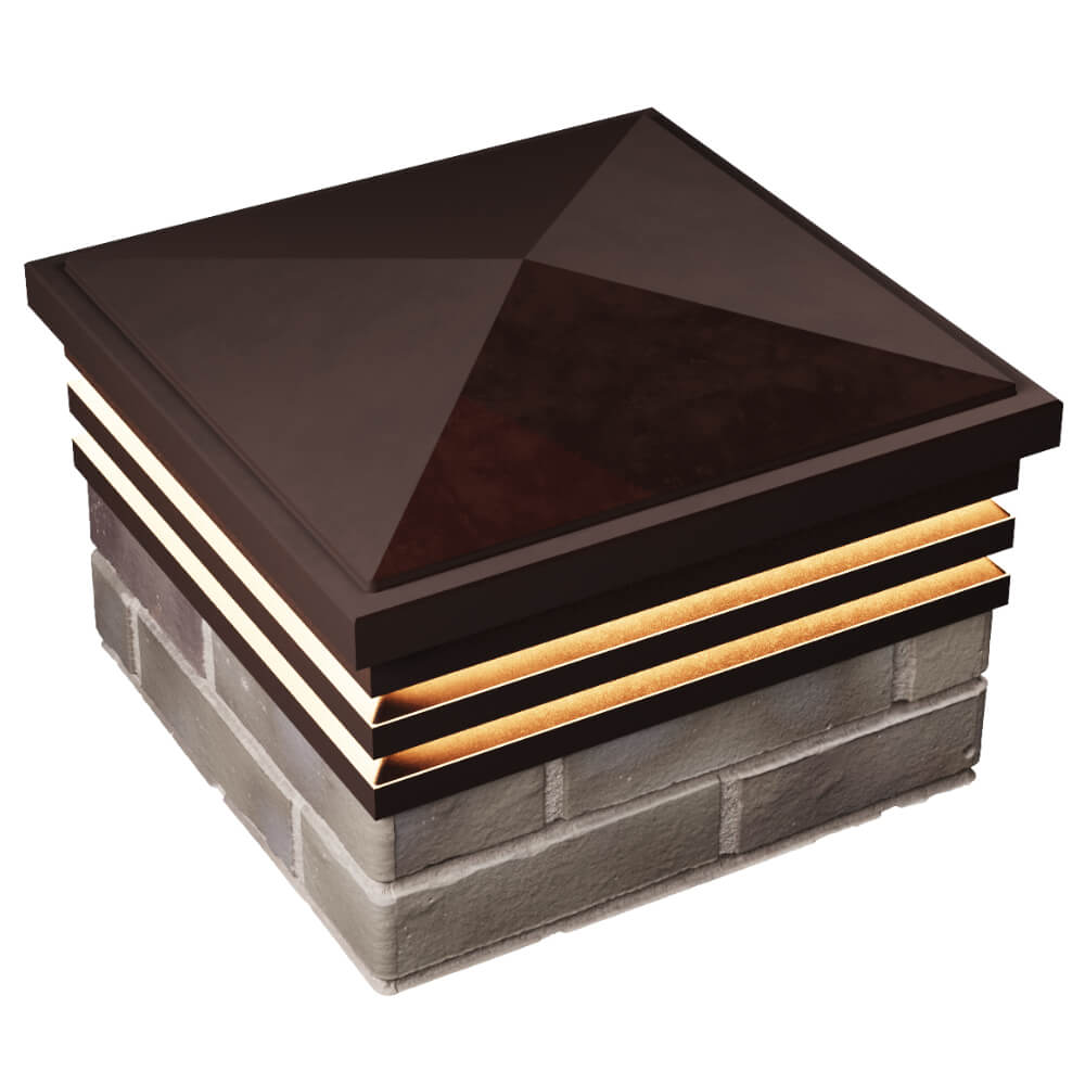 Колпак Zking Бона ХайТек Коричневый на столб 1.5х1.5 кирпича (385х385мм) с подсветкой в Наро-Фоминске фото