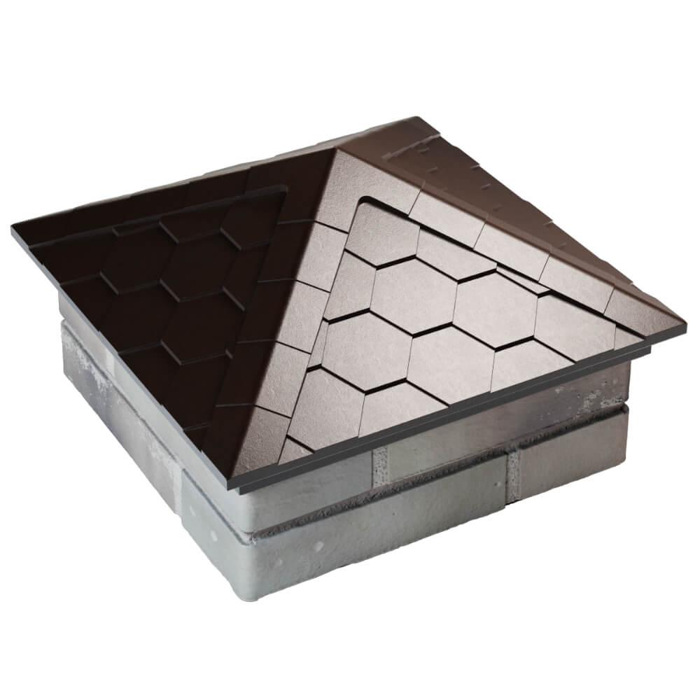 Колпак Zking Эверест Коричневый на столб 1.5х1.5 кирпича (390х390мм) в Наро-Фоминске фото