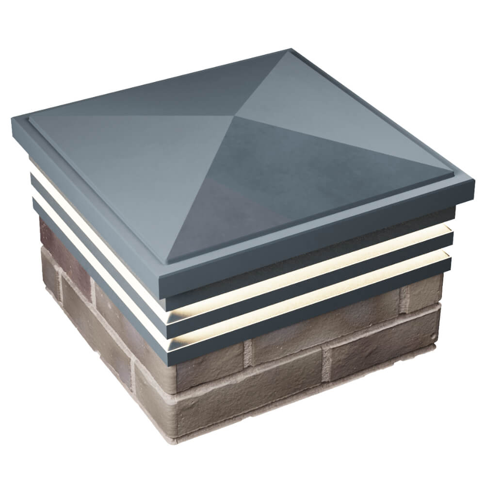 Колпак Zking Бона ХайТек Серый на столб 1.5х1.5 кирпича (385х385мм) с подсветкой в Наро-Фоминске фото