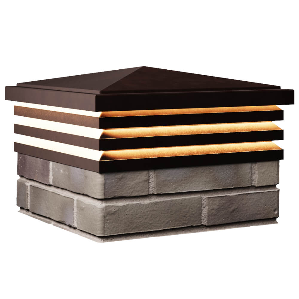 Колпак Zking Бона ХайТек Коричневый на столб 1.5х1.5 кирпича (385х385мм) с подсветкой в Наро-Фоминске фото