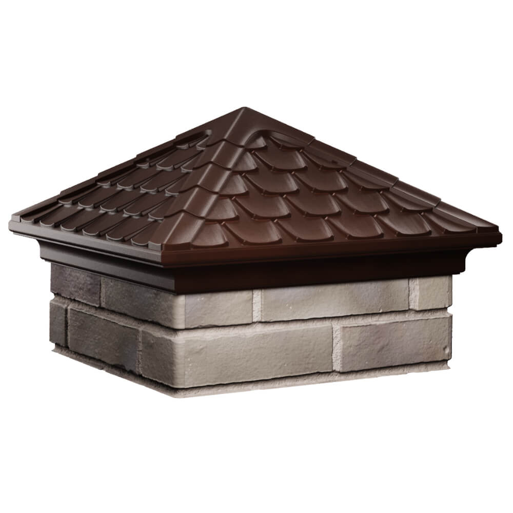 Колпак Zking Эльбрус Коричневый на столб 1.5х1.5 кирпича (385х385мм) в Наро-Фоминске фото