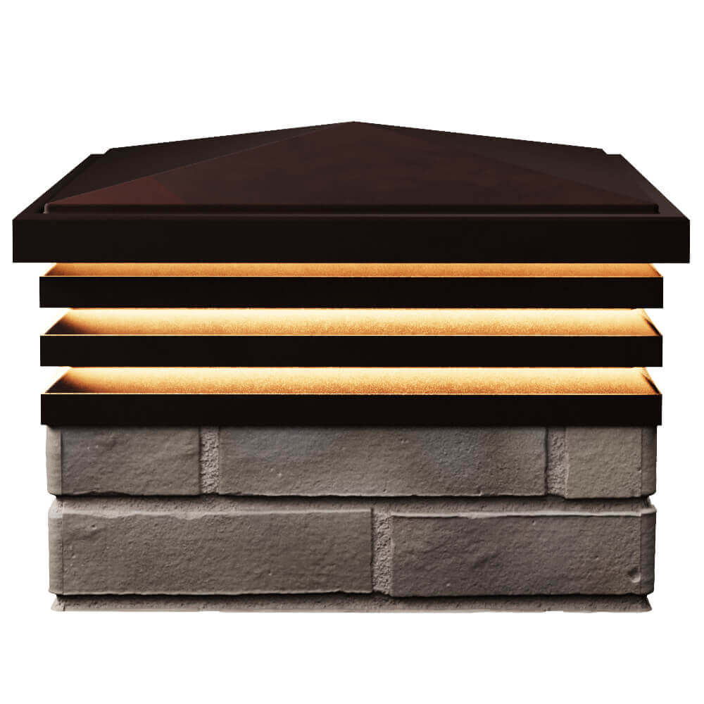 Колпак Zking Бона ХайТек Коричневый на столб 1.5х1.5 кирпича (385х385мм) с подсветкой в Наро-Фоминске фото